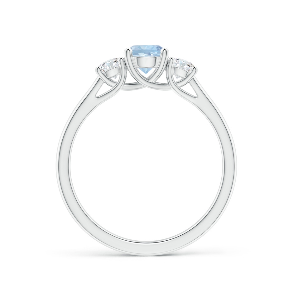 5mm AA Classic Round Aquamarine and Diamond Three Stone Ring in White Gold side-1