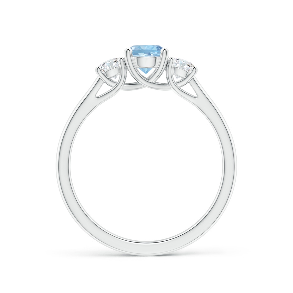 5mm AAA Classic Round Aquamarine and Diamond Three Stone Ring in P950 Platinum side-1