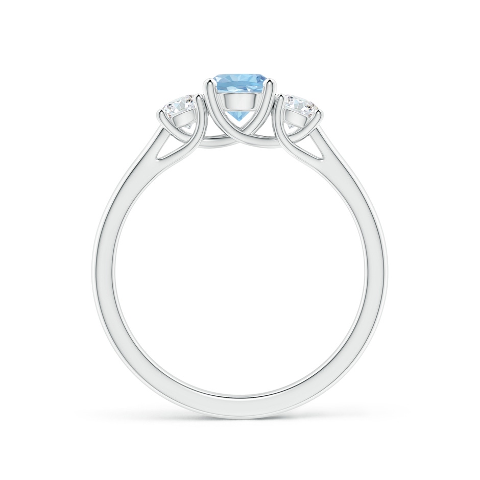 5mm AAA Classic Round Aquamarine and Diamond Three Stone Ring in White Gold side-1