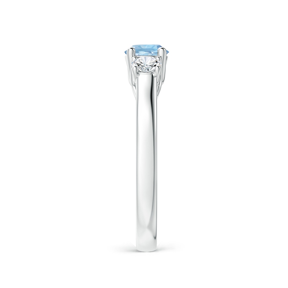 5mm AAA Classic Round Aquamarine and Diamond Three Stone Ring in White Gold side-2