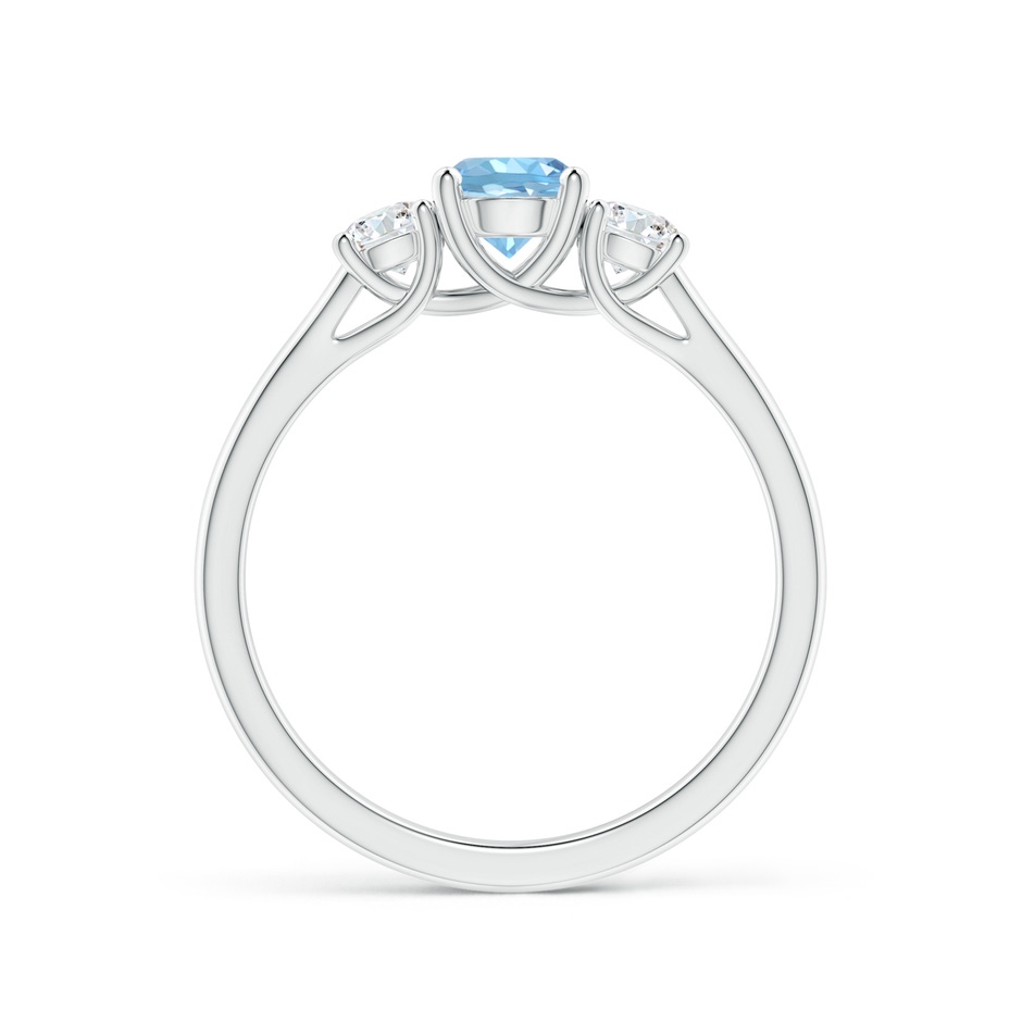 5mm AAAA Classic Round Aquamarine and Diamond Three Stone Ring in White Gold side-1