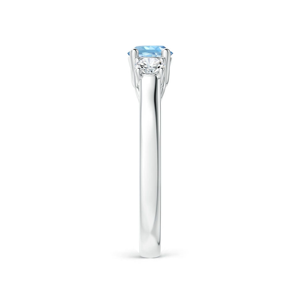 5mm AAAA Classic Round Aquamarine and Diamond Three Stone Ring in White Gold side-2