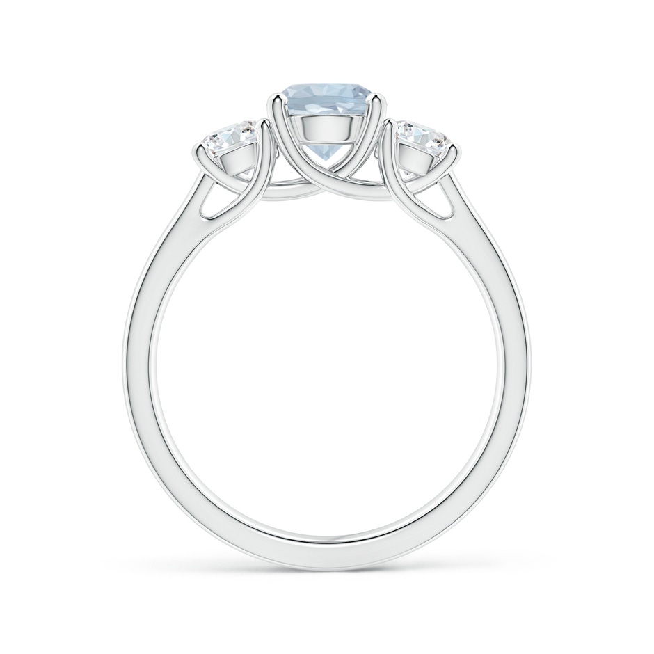 6mm A Classic Round Aquamarine and Diamond Three Stone Ring in P950 Platinum side-1