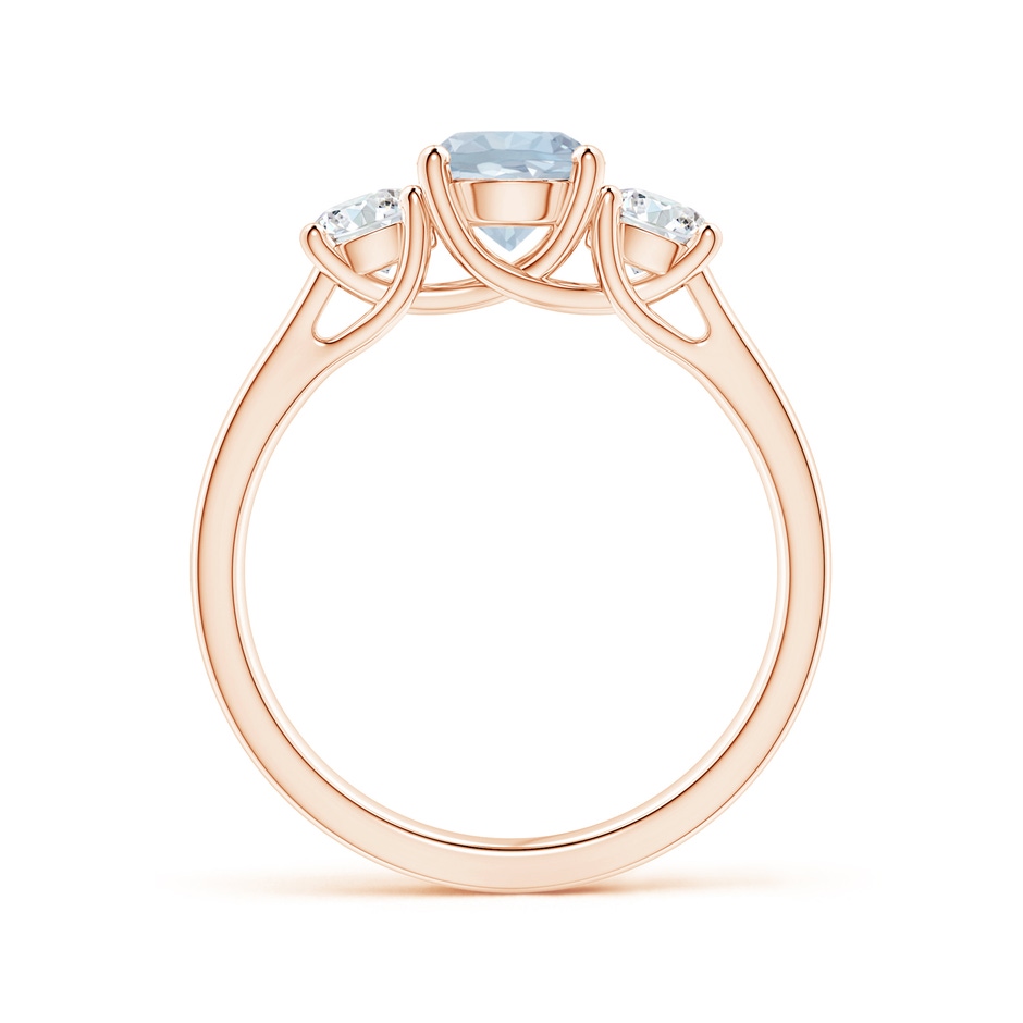 6mm A Classic Round Aquamarine and Diamond Three Stone Ring in Rose Gold side-1