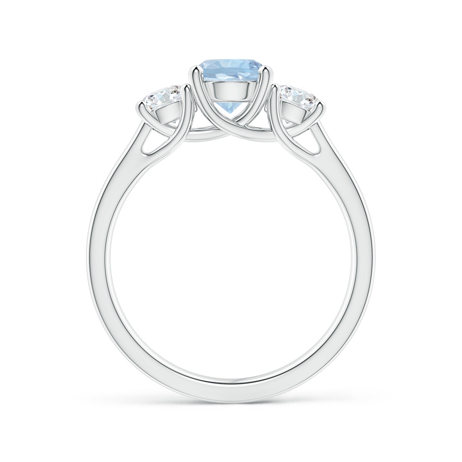 6mm AA Classic Round Aquamarine and Diamond Three Stone Ring in White Gold side-1