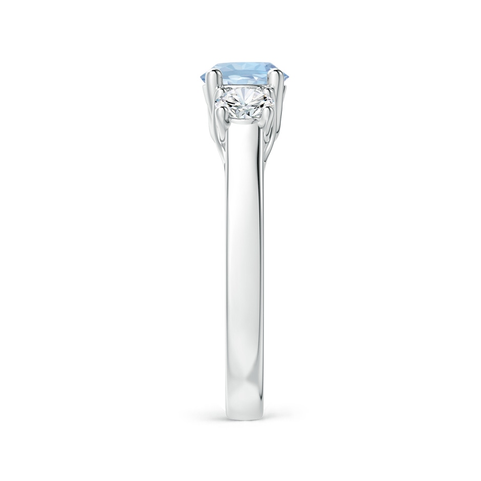 6mm AA Classic Round Aquamarine and Diamond Three Stone Ring in White Gold side-2