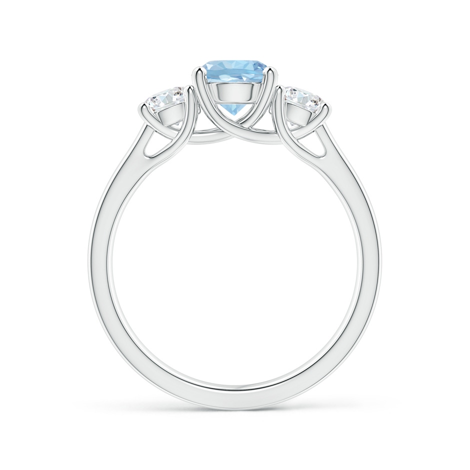 6mm AAA Classic Round Aquamarine and Diamond Three Stone Ring in White Gold side-1
