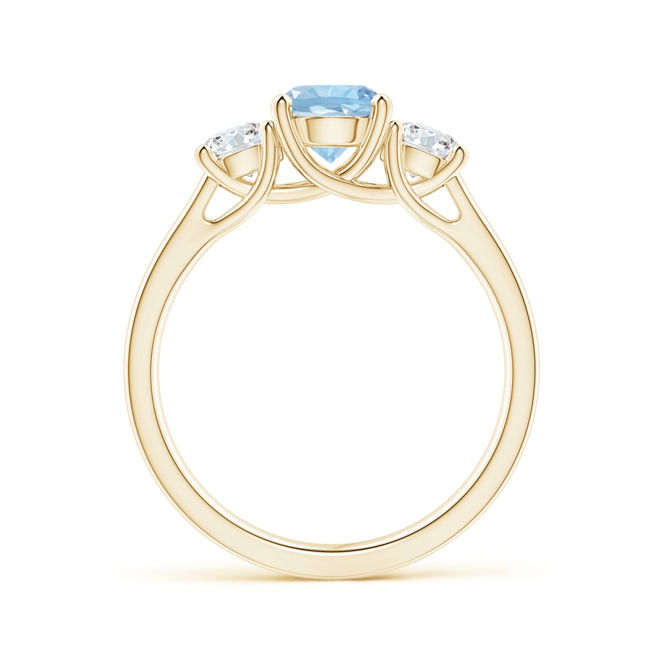 6mm AAA Classic Round Aquamarine and Diamond Three Stone Ring in Yellow Gold side-1