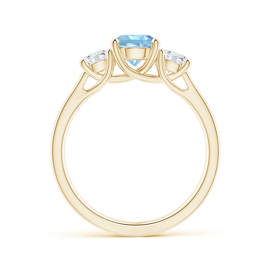 6mm AAAA Classic Round Aquamarine and Diamond Three Stone Ring in Yellow Gold side-1