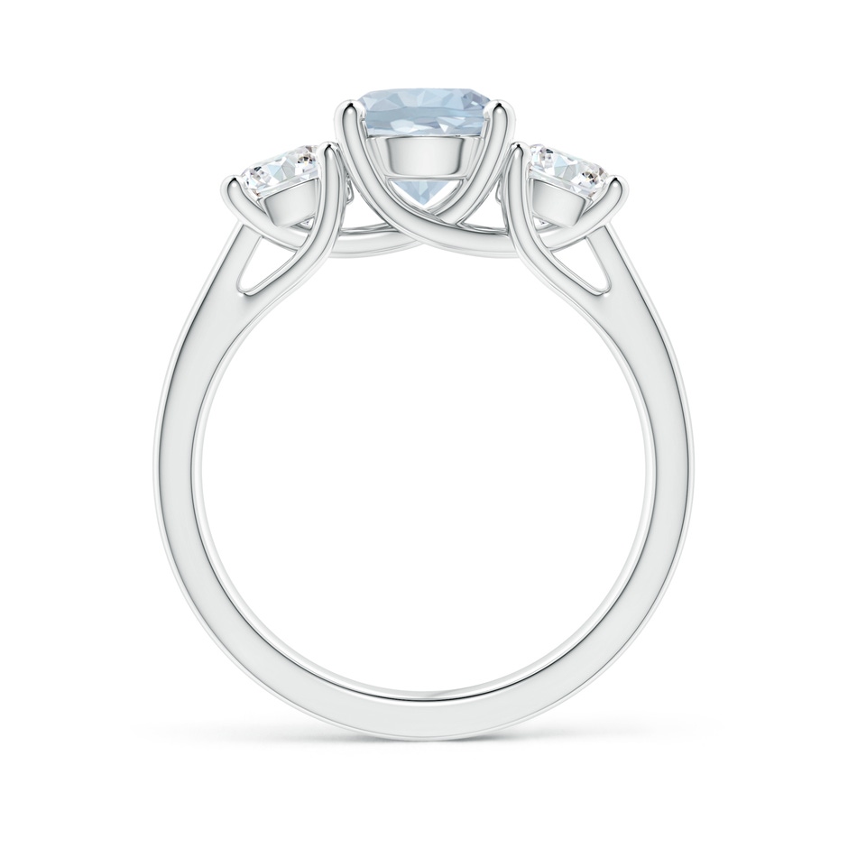 7mm A Classic Round Aquamarine and Diamond Three Stone Ring in White Gold side-1