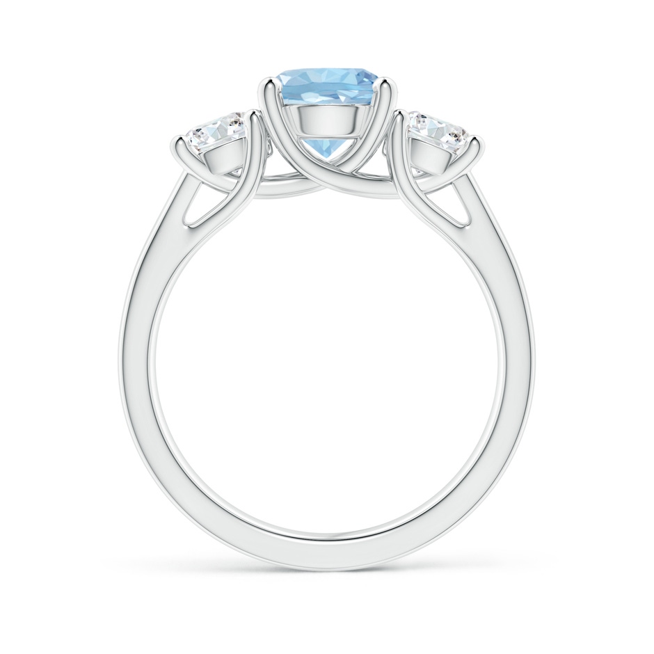 7mm AAA Classic Round Aquamarine and Diamond Three Stone Ring in White Gold side-1