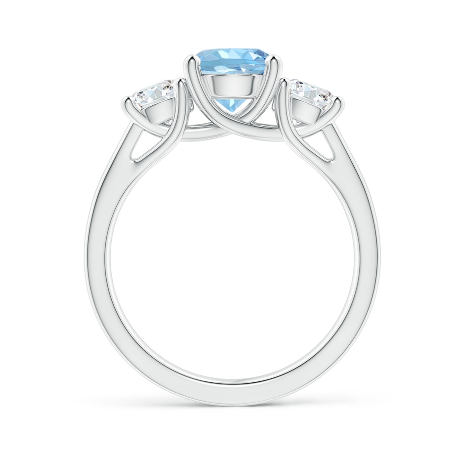 7mm AAAA Classic Round Aquamarine and Diamond Three Stone Ring in White Gold side-1
