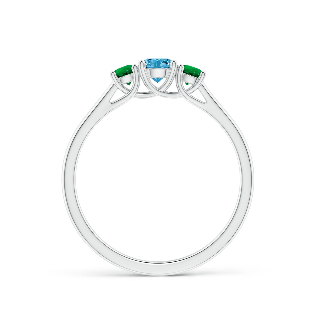 4mm AAAA Classic Round Fancy Intense Blue Diamond Three Stone Ring in P950 Platinum - side 199