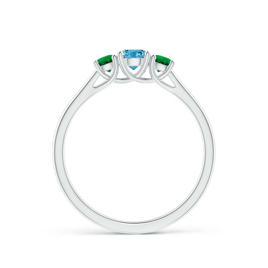 4mm AAAA Classic Round Fancy Intense Blue Diamond Three Stone Ring in P950 Platinum side 199