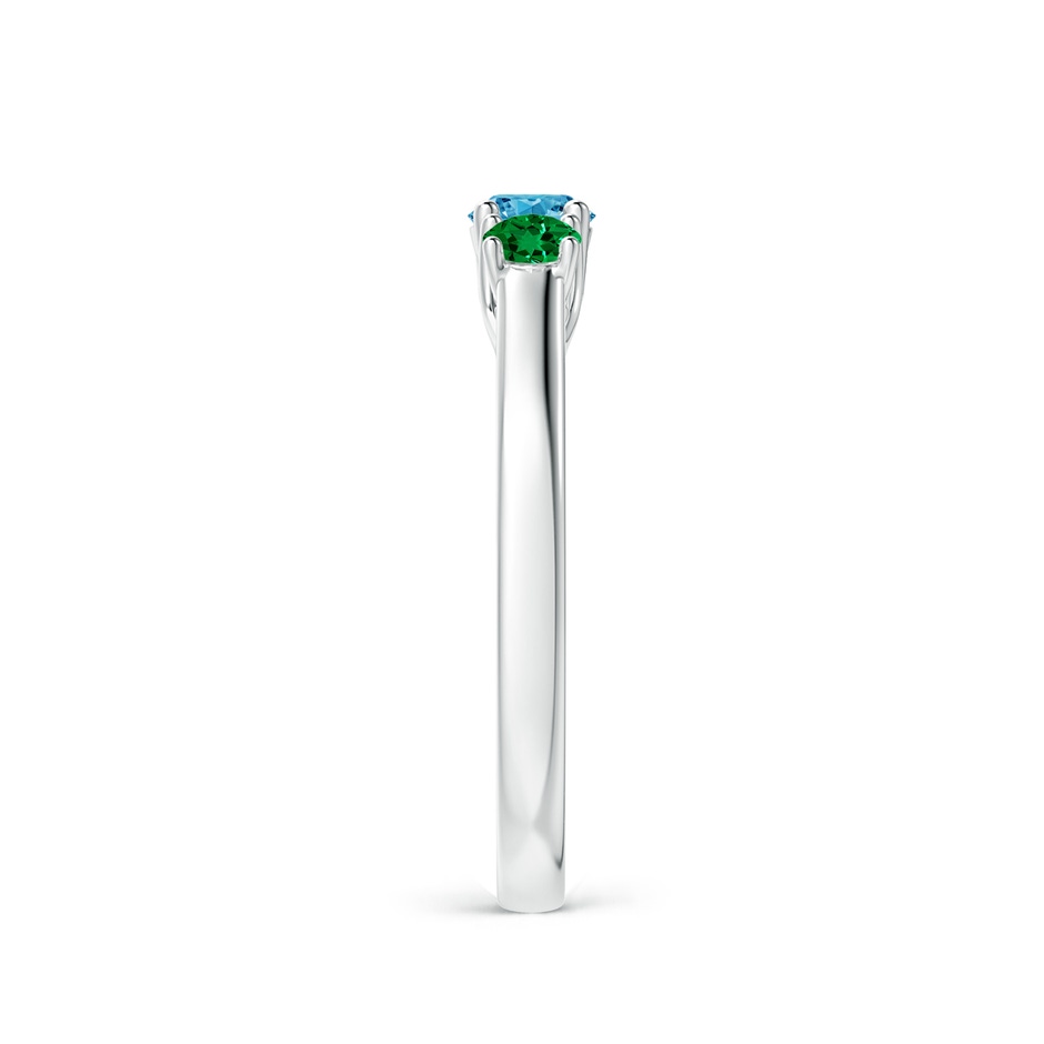 4mm AAAA Classic Round Fancy Intense Blue Diamond Three Stone Ring in P950 Platinum side 299
