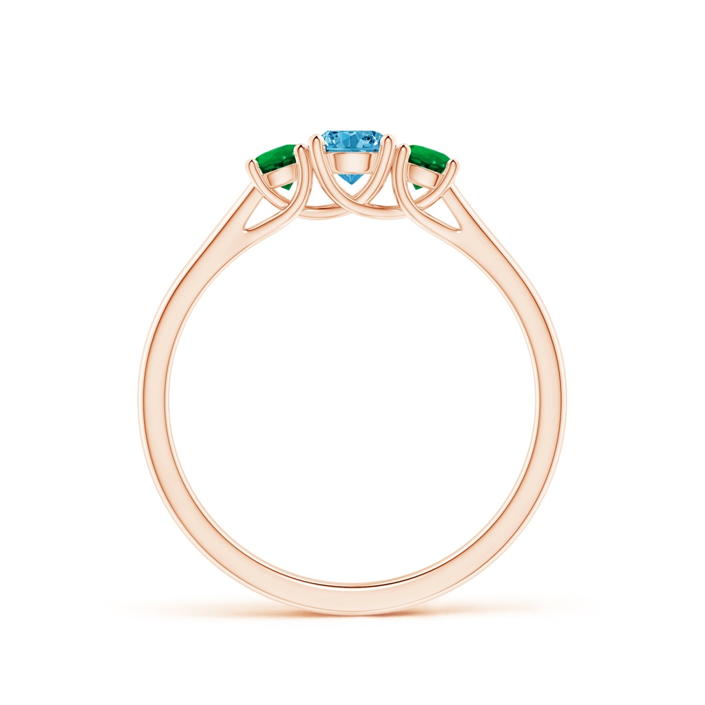 4mm AAAA Classic Round Fancy Intense Blue Diamond Three Stone Ring in Rose Gold - side 199