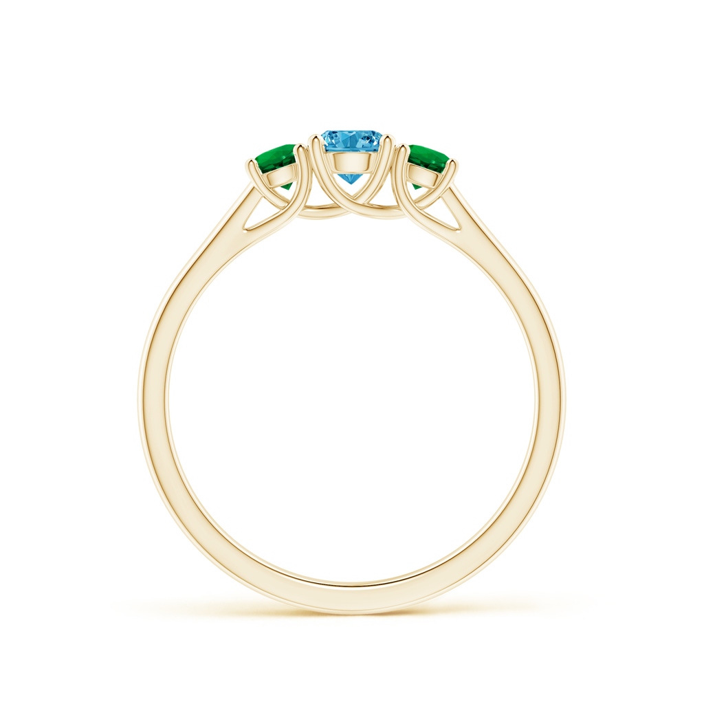 4mm AAAA Classic Round Fancy Intense Blue Diamond Three Stone Ring in Yellow Gold - side 199