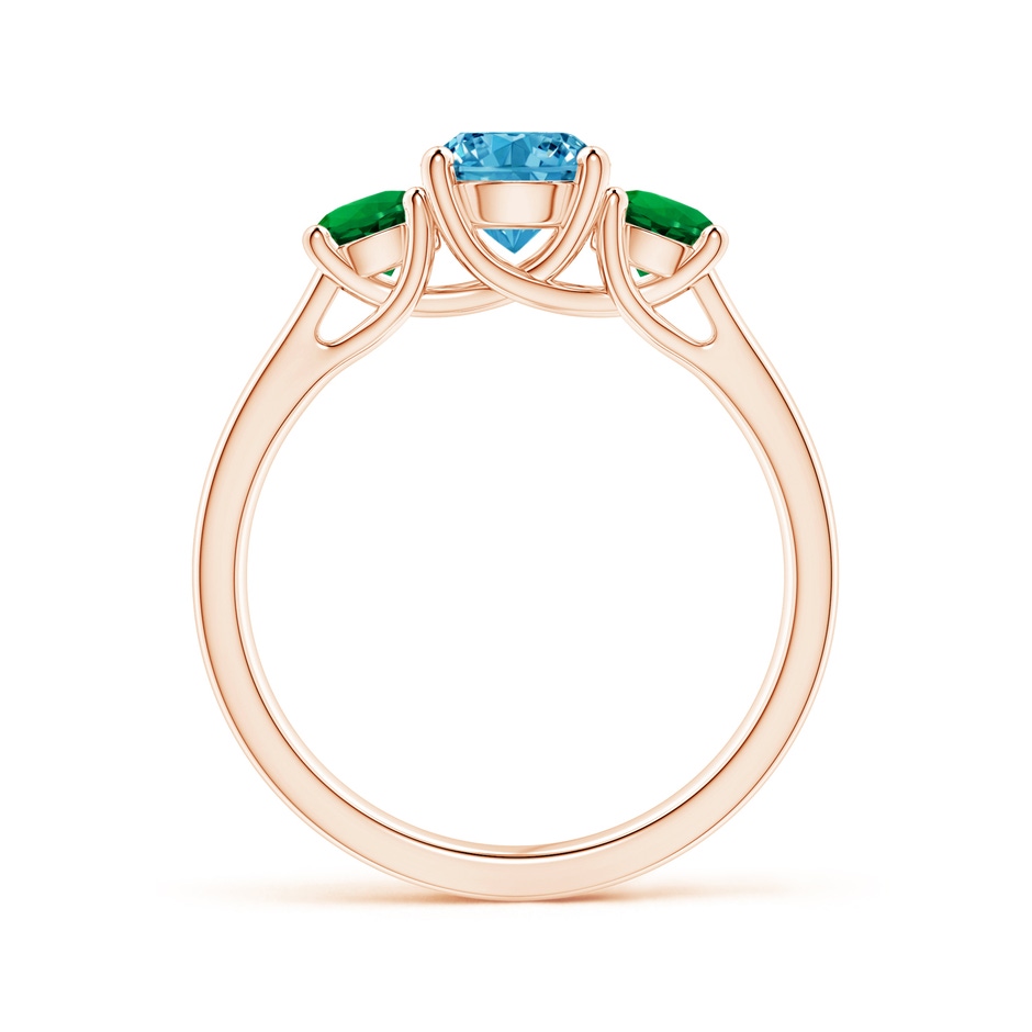 6mm AAAA Classic Round Fancy Intense Blue Diamond Three Stone Ring in Rose Gold side 199