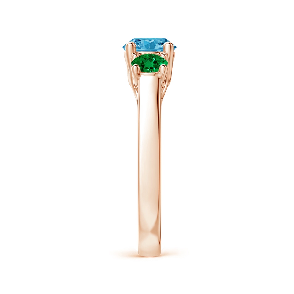 6mm AAAA Classic Round Fancy Intense Blue Diamond Three Stone Ring in Rose Gold side 299