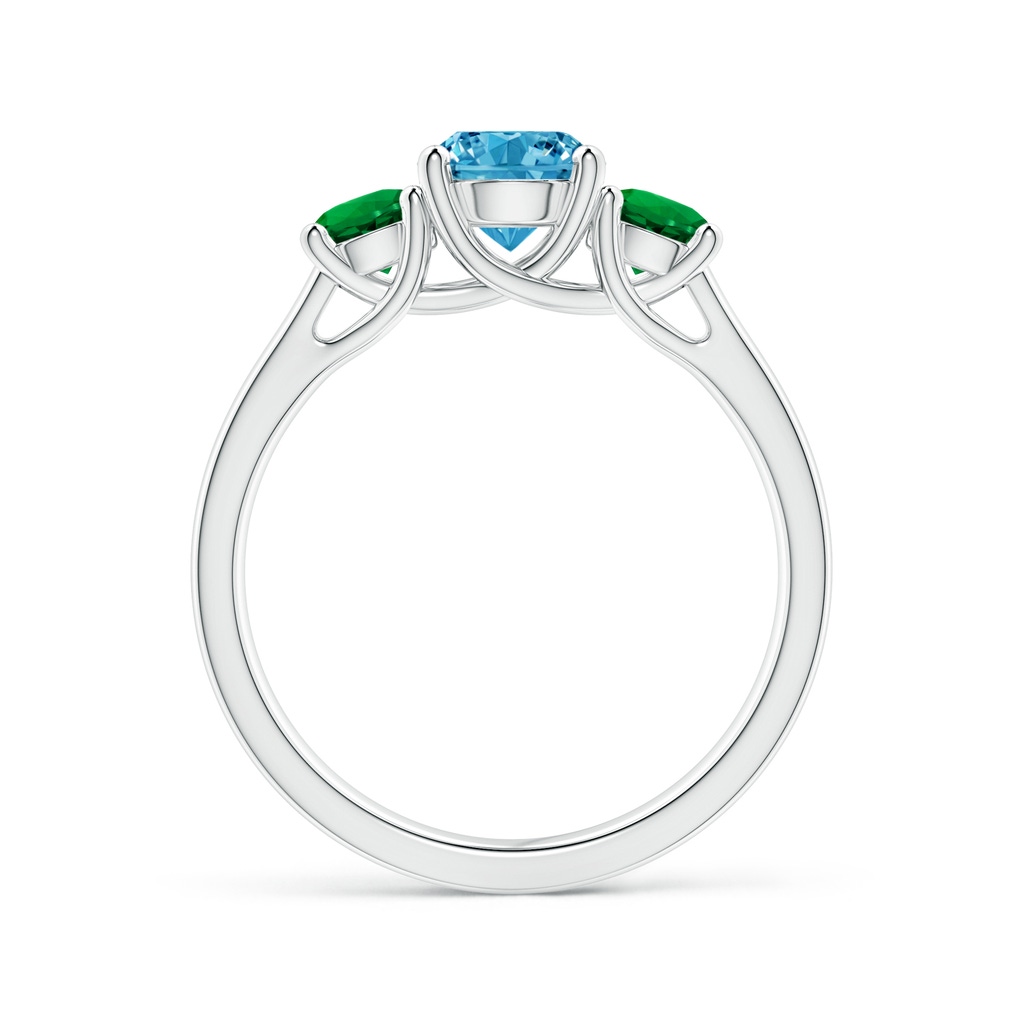 6mm AAAA Classic Round Fancy Intense Blue Diamond Three Stone Ring in White Gold - side 199