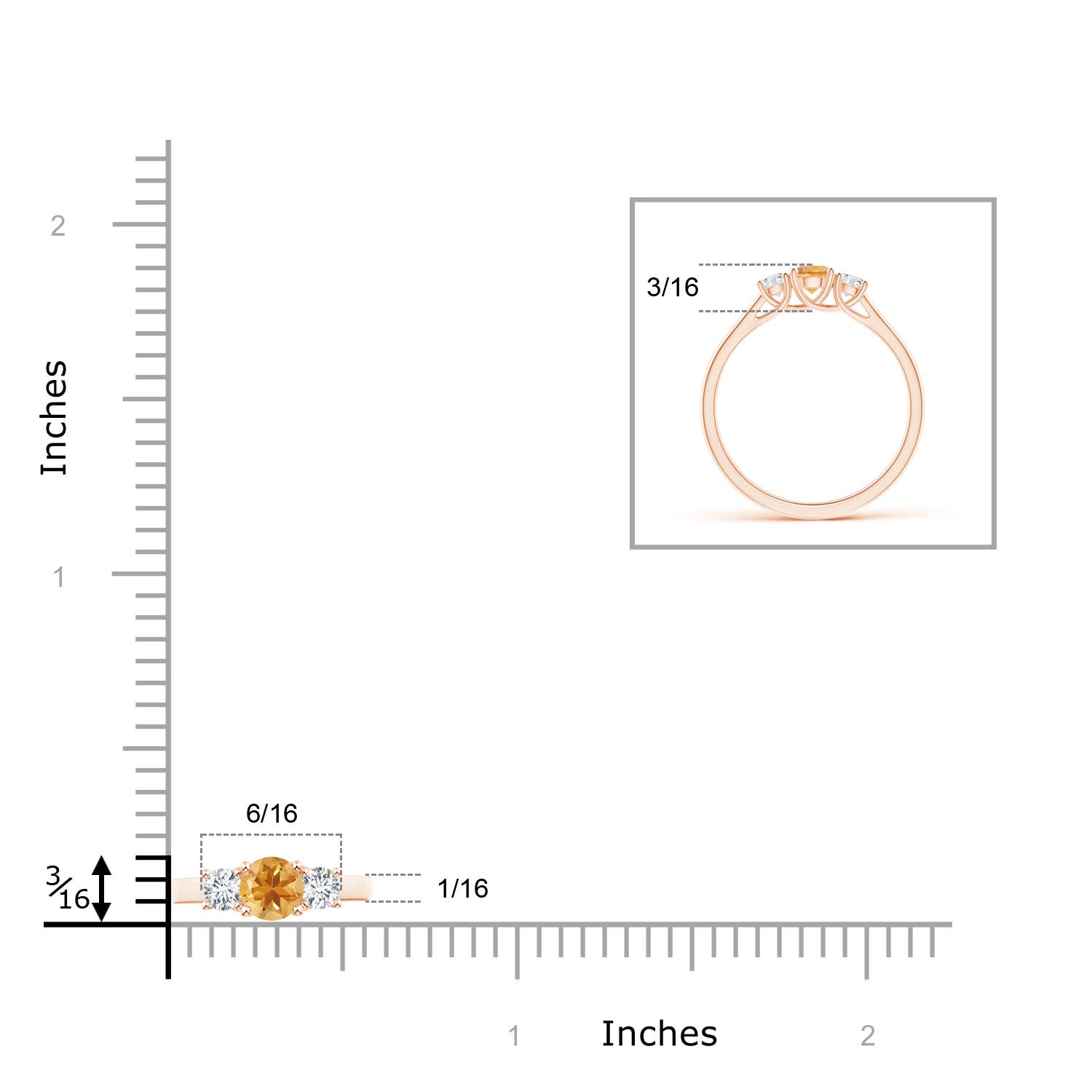 A - Citrine / 0.44 CT / 14 KT Rose Gold