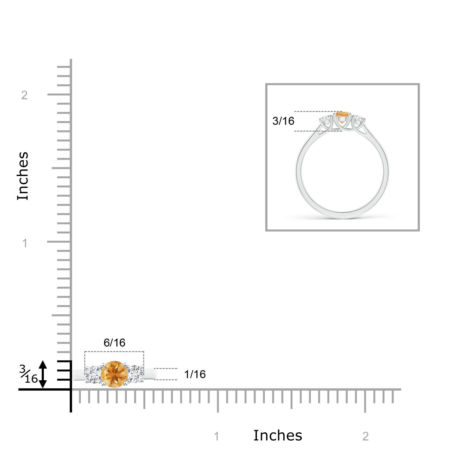 A - Citrine / 0.44 CT / 14 KT White Gold