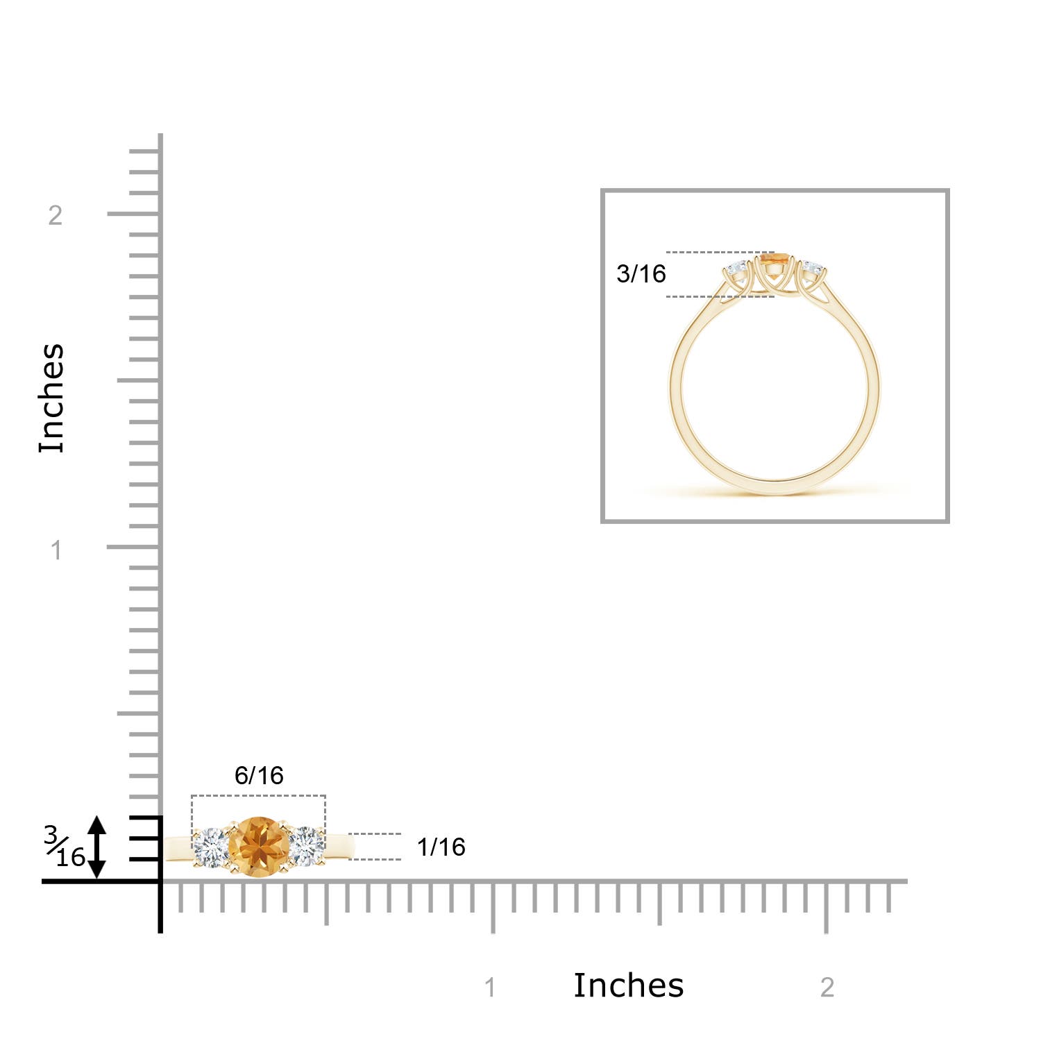 A - Citrine / 0.44 CT / 14 KT Yellow Gold