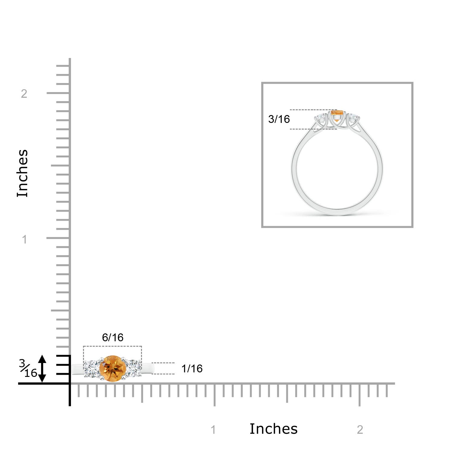 AA - Citrine / 0.44 CT / 14 KT White Gold