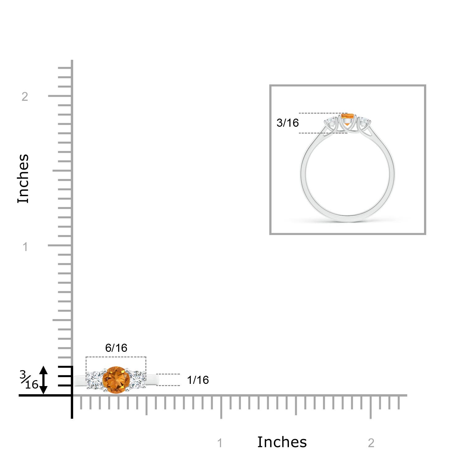 AAA - Citrine / 0.44 CT / 14 KT White Gold