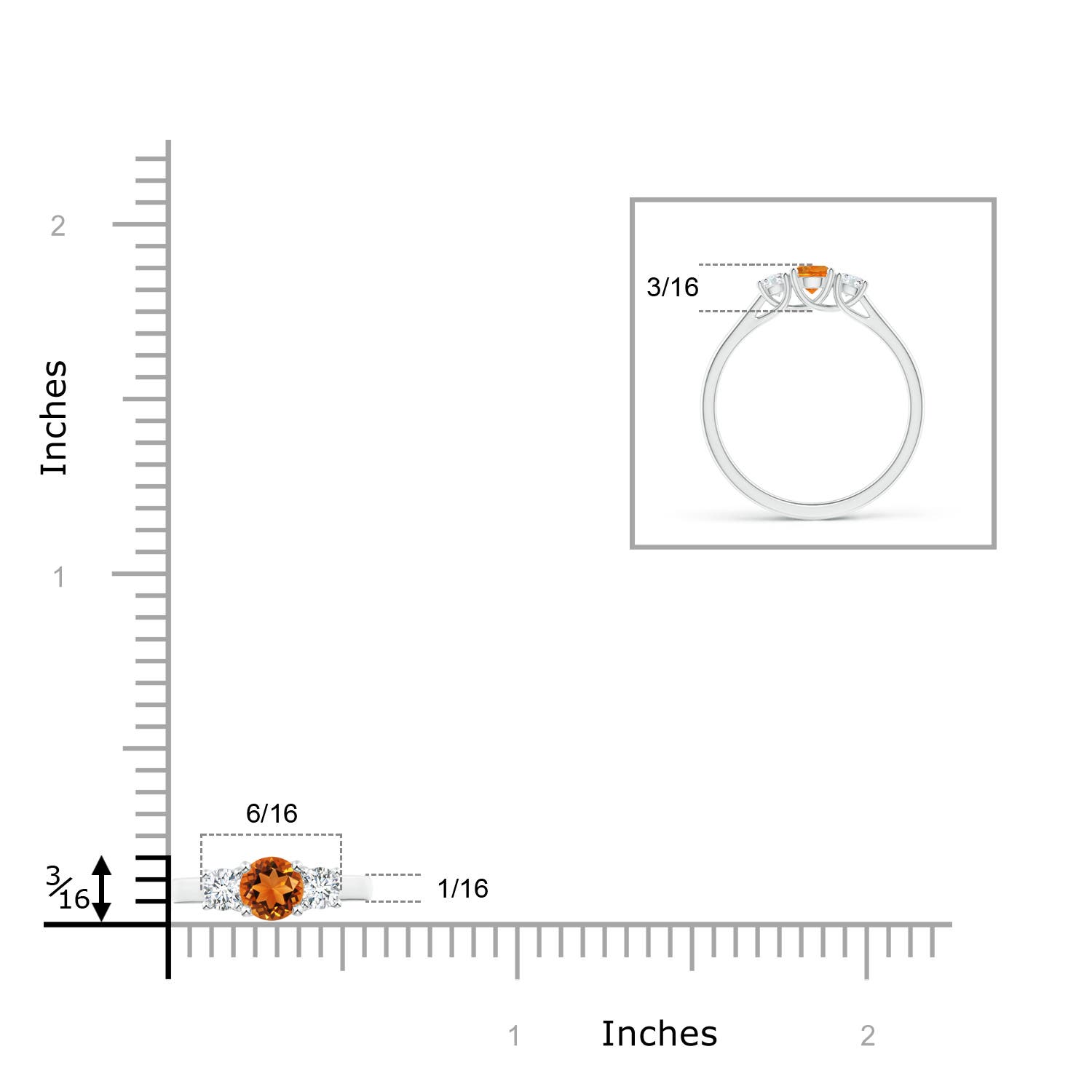 AAAA - Citrine / 0.44 CT / 14 KT White Gold