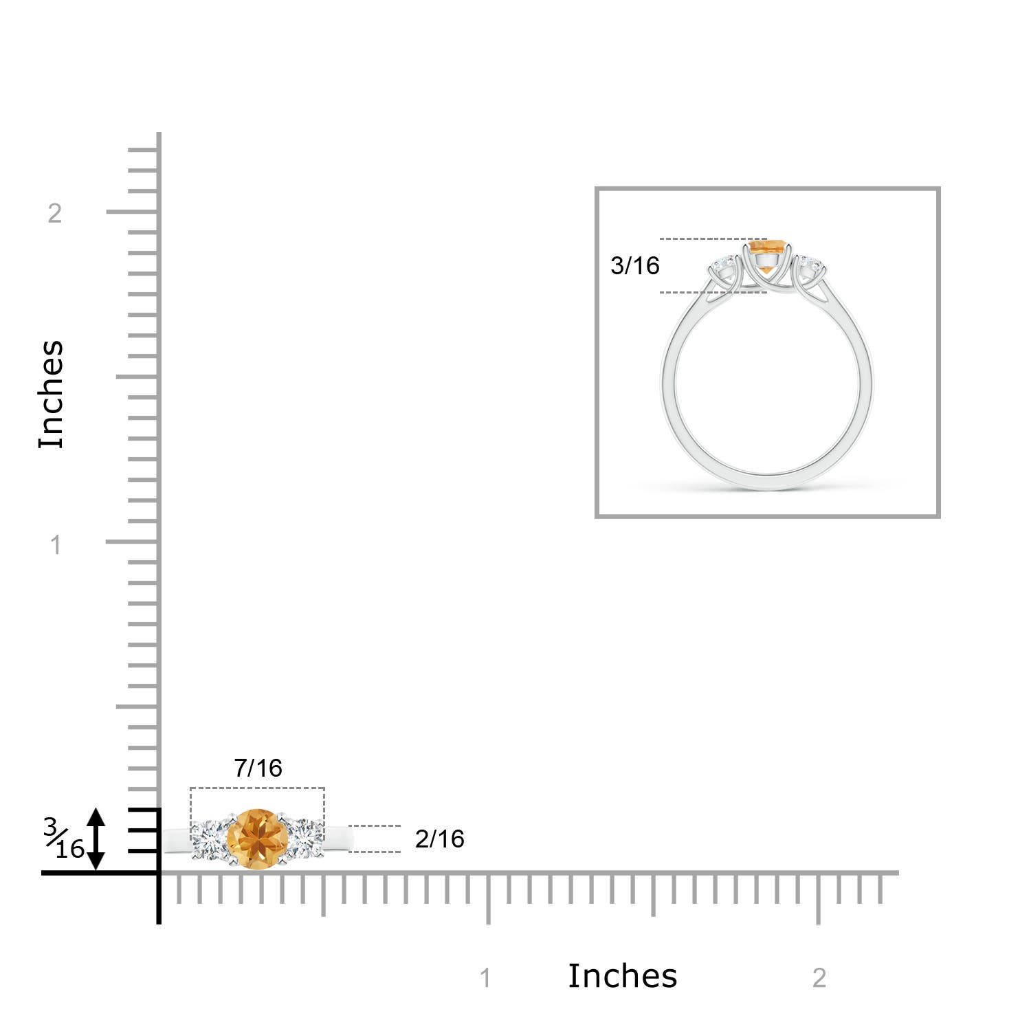 A - Citrine / 0.77 CT / 14 KT White Gold