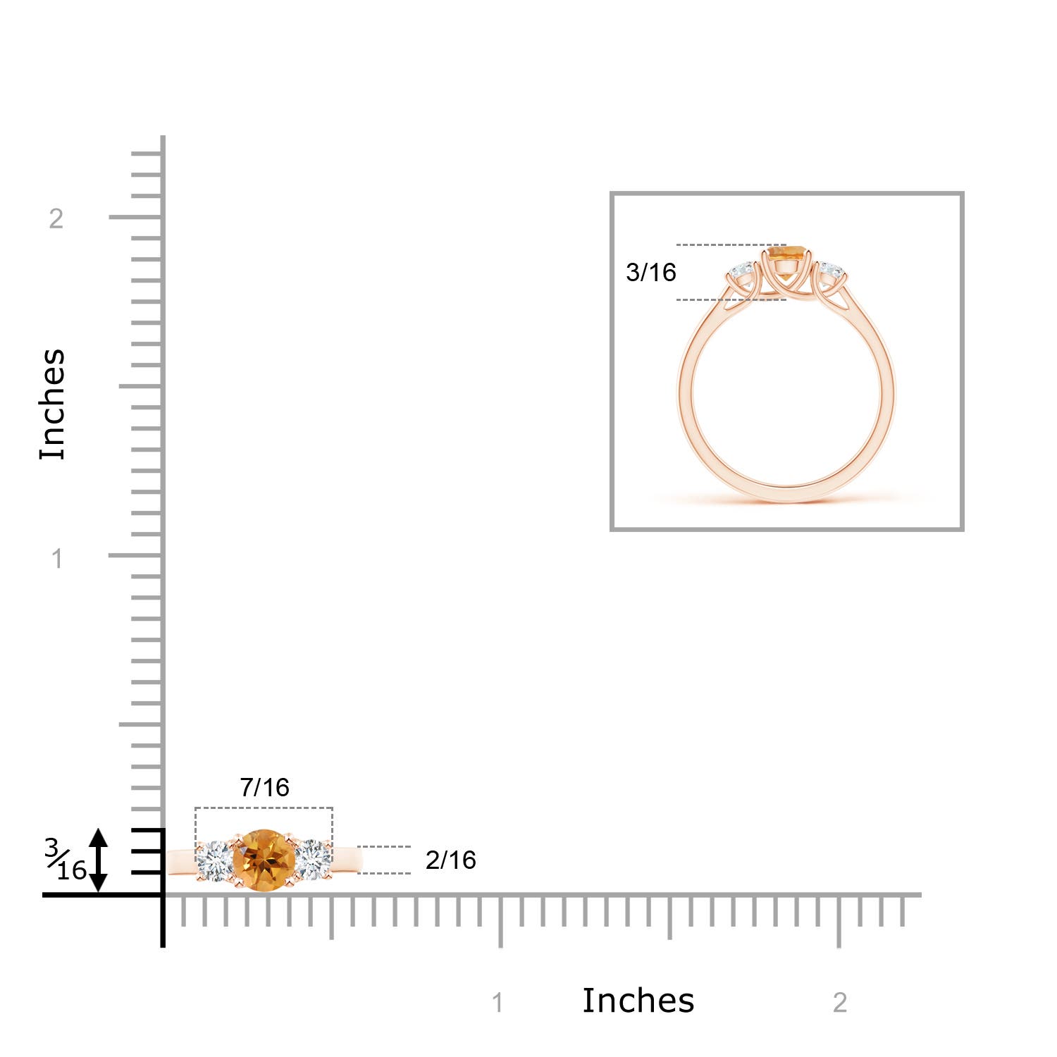 AA - Citrine / 0.77 CT / 14 KT Rose Gold