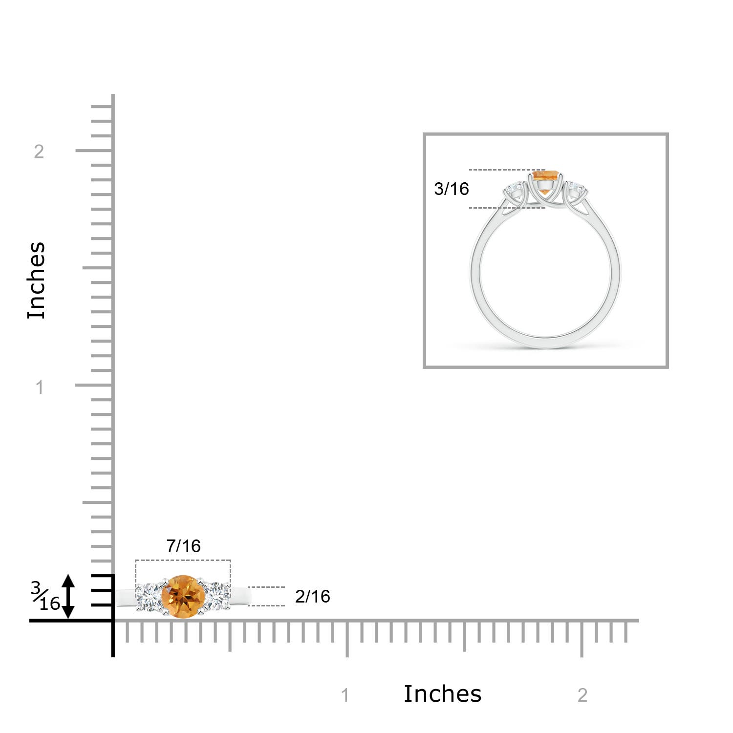 AA - Citrine / 0.77 CT / 14 KT White Gold