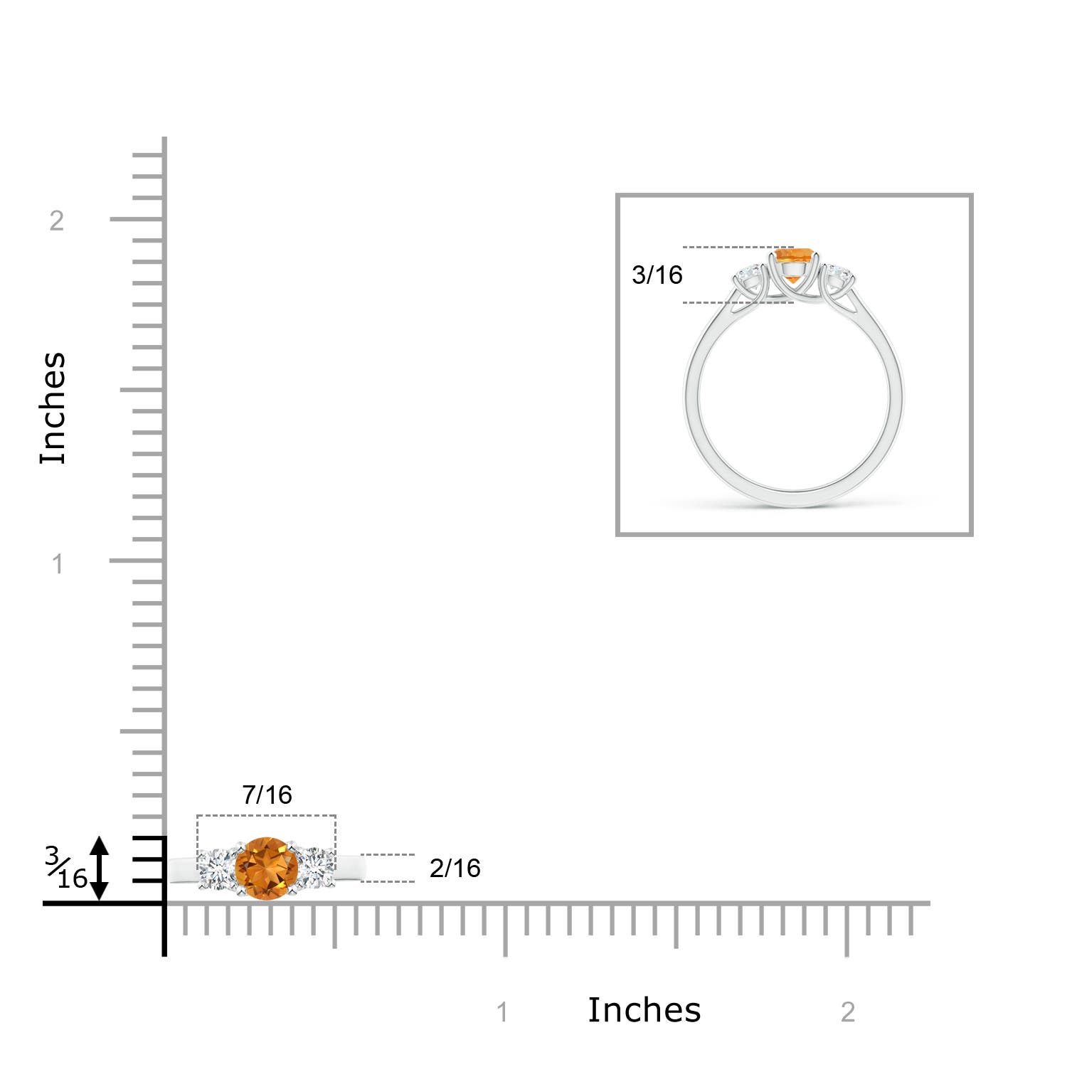 AAA - Citrine / 0.77 CT / 14 KT White Gold