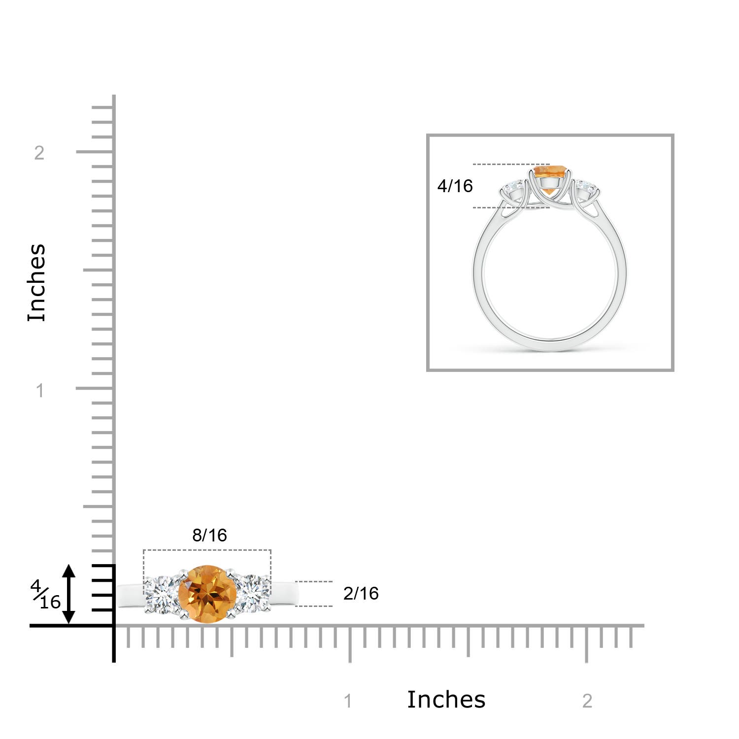 AA - Citrine / 1.16 CT / 14 KT White Gold