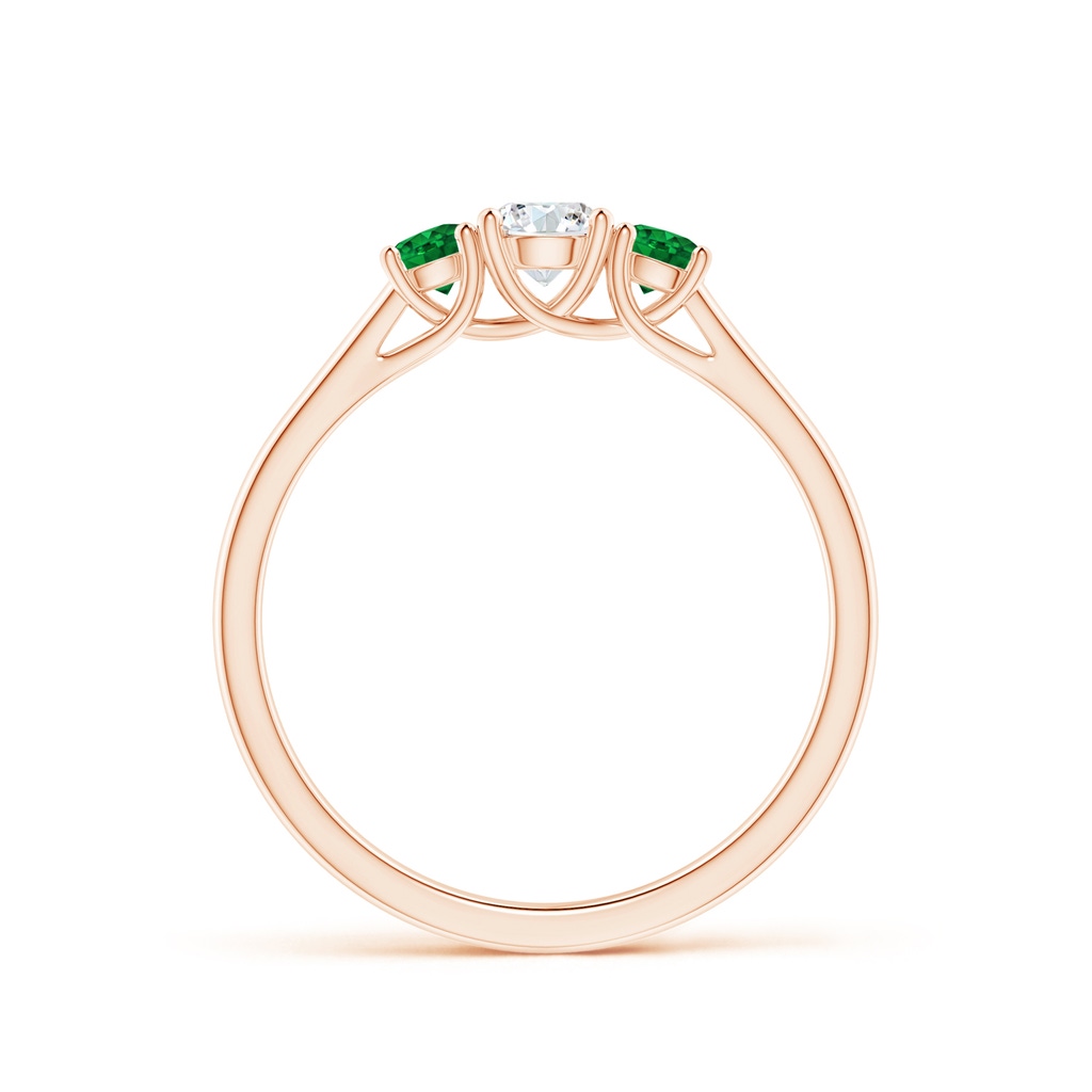4mm GVS2 Classic Round Diamond and Emerald Three Stone Ring in Rose Gold - side_1