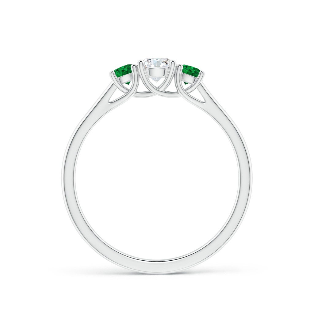 4mm GVS2 Classic Round Diamond and Emerald Three Stone Ring in White Gold - side_1