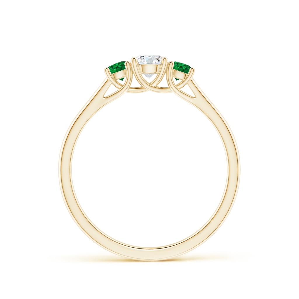 4mm GVS2 Classic Round Diamond and Emerald Three Stone Ring in Yellow Gold - side_1