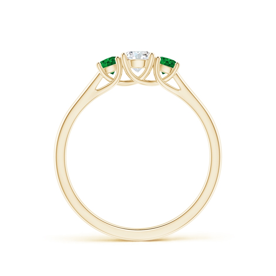 4mm GVS2 Classic Round Diamond and Emerald Three Stone Ring in Yellow Gold side-1