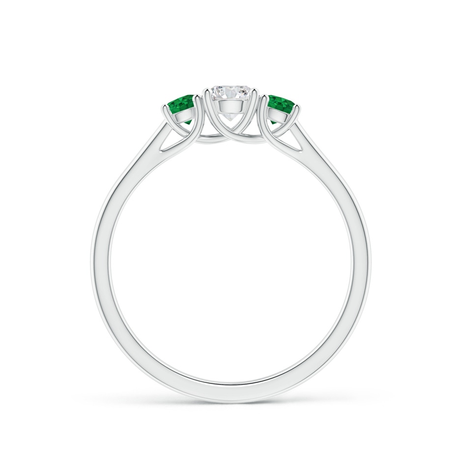 4mm HSI2 Classic Round Diamond and Emerald Three Stone Ring in P950 Platinum side-1