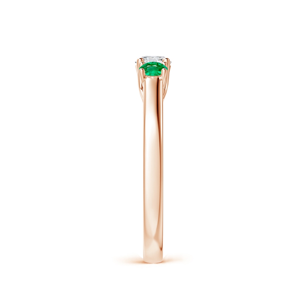 4mm HSI2 Classic Round Diamond and Emerald Three Stone Ring in Rose Gold Side-2