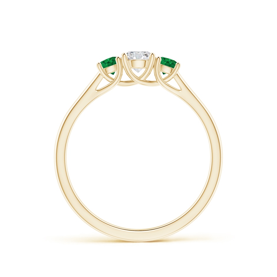 4mm HSI2 Classic Round Diamond and Emerald Three Stone Ring in Yellow Gold side-1