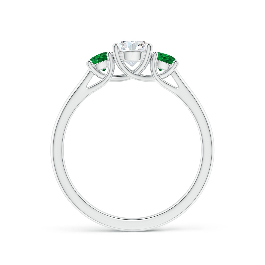 5mm GVS2 Classic Round Diamond and Emerald Three Stone Ring in 9K White Gold - side 1