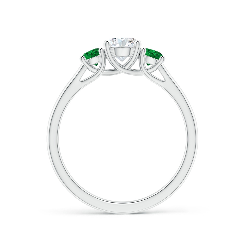 5mm GVS2 Classic Round Diamond and Emerald Three Stone Ring in 9K White Gold side 1