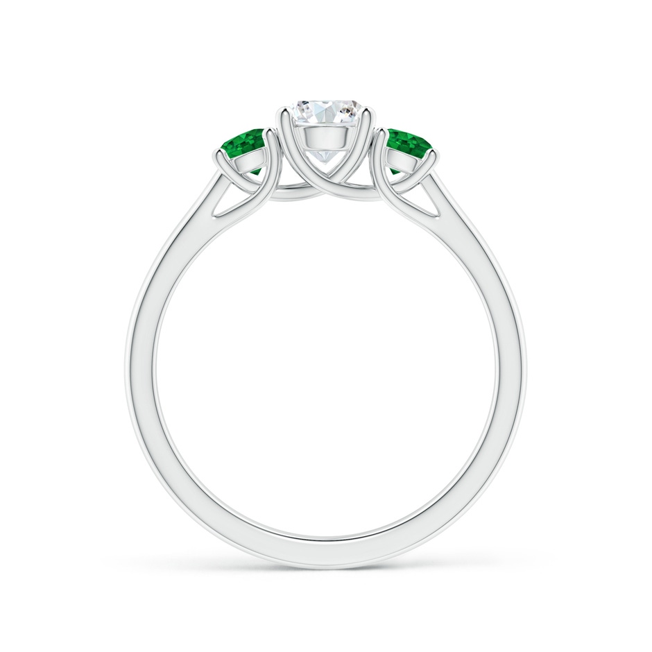 5mm GVS2 Classic Round Diamond and Emerald Three Stone Ring in P950 Platinum side-1