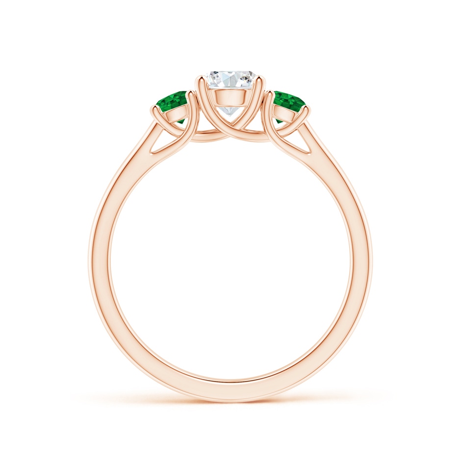 5mm GVS2 Classic Round Diamond and Emerald Three Stone Ring in Rose Gold side-1