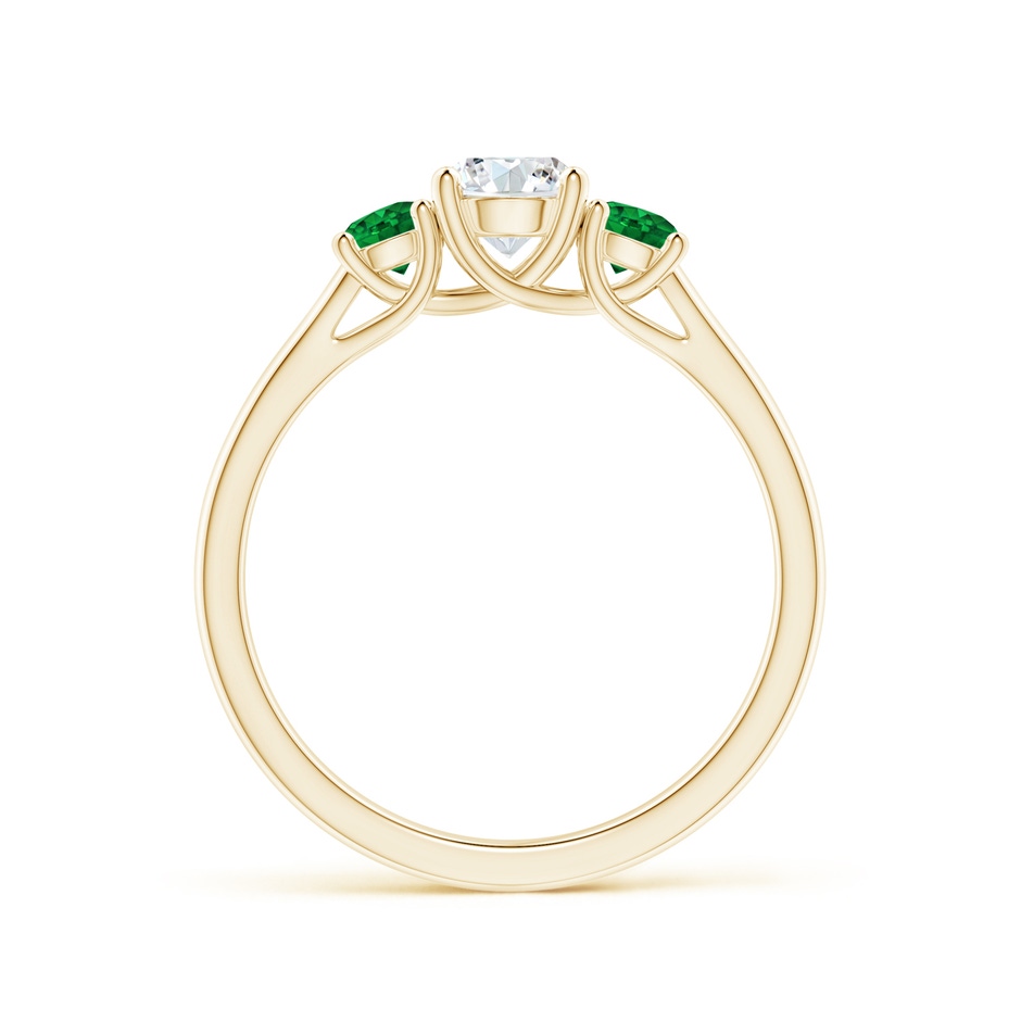 5mm GVS2 Classic Round Diamond and Emerald Three Stone Ring in Yellow Gold side-1