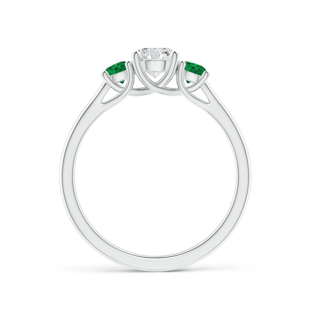 5mm HSI2 Classic Round Diamond and Emerald Three Stone Ring in 9K White Gold Side 1