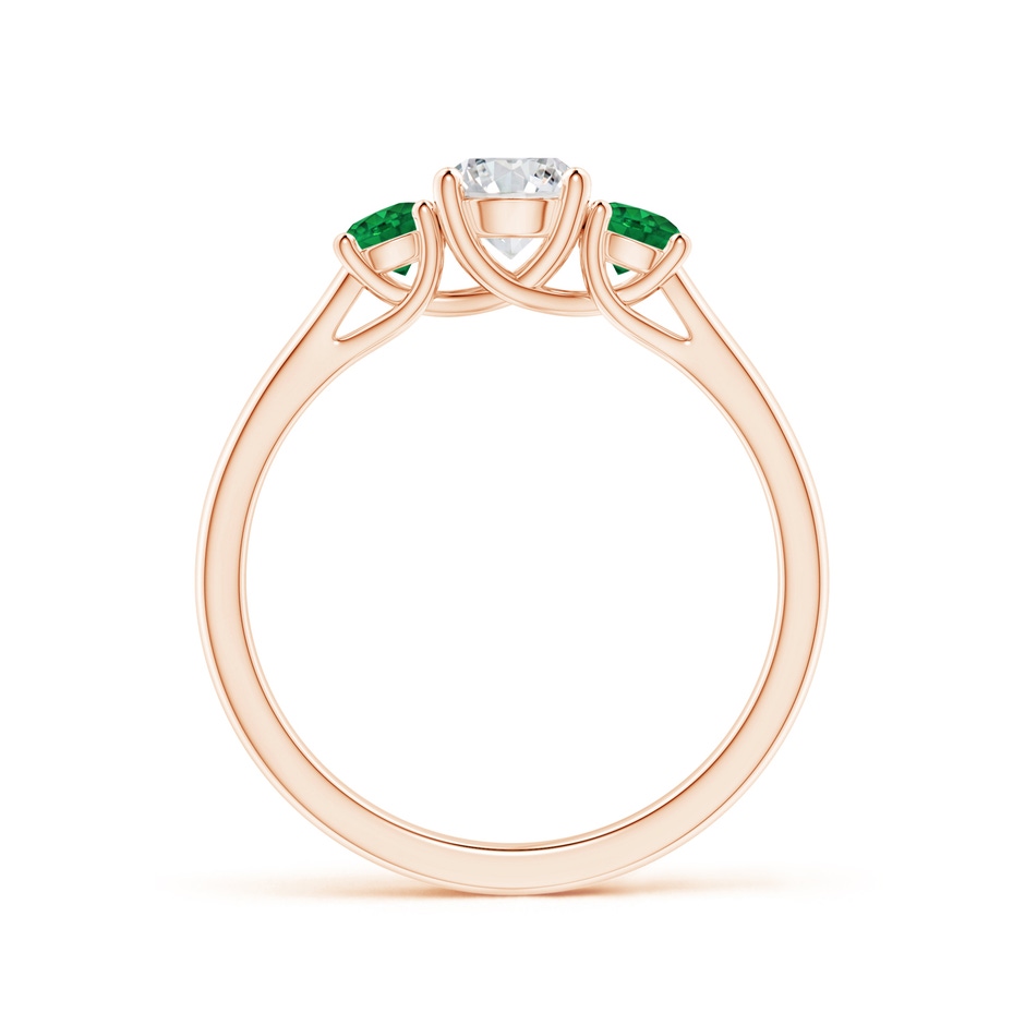 5mm HSI2 Classic Round Diamond and Emerald Three Stone Ring in Rose Gold side-1
