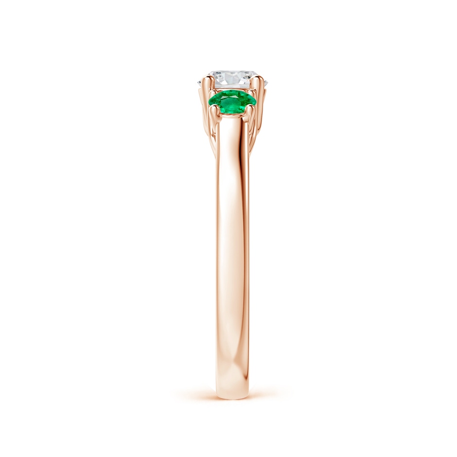 5mm HSI2 Classic Round Diamond and Emerald Three Stone Ring in Rose Gold side-2